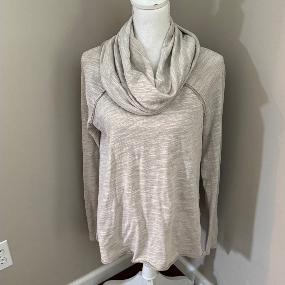 Free People Beach cacoon cowl neck cotton slub top with raw edges - Picture 7 of 15
